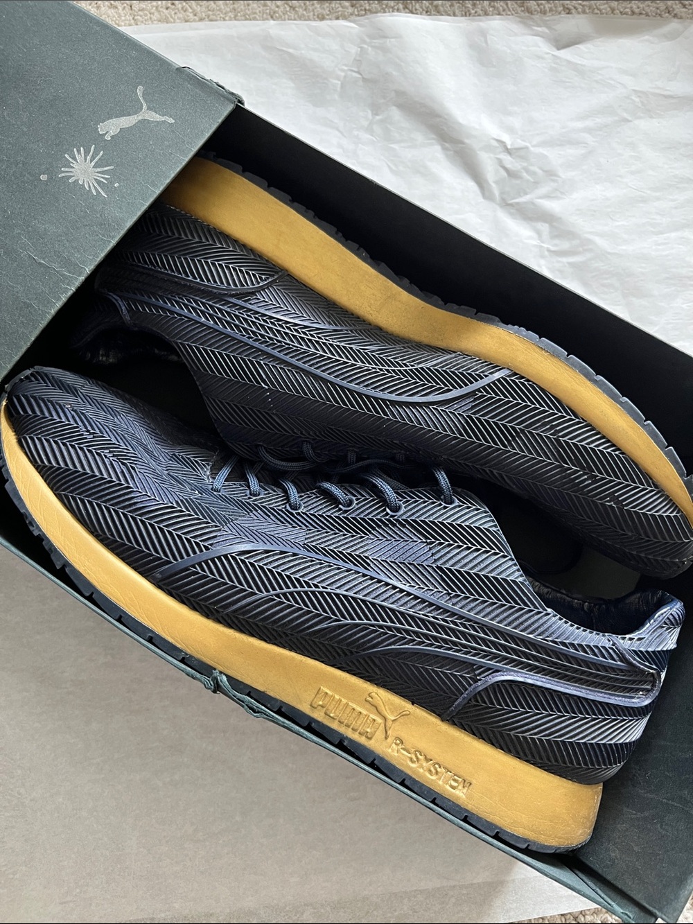 Rare Puma Mihara Yasuhiro gold  blue sneaker